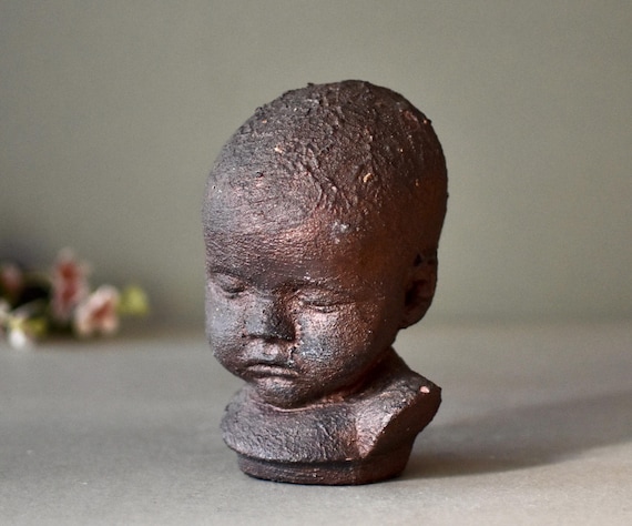 Vintage Sculpture by Gebr. Van  Paridon  Amsterdam Baby Head Child's Head Holland Art