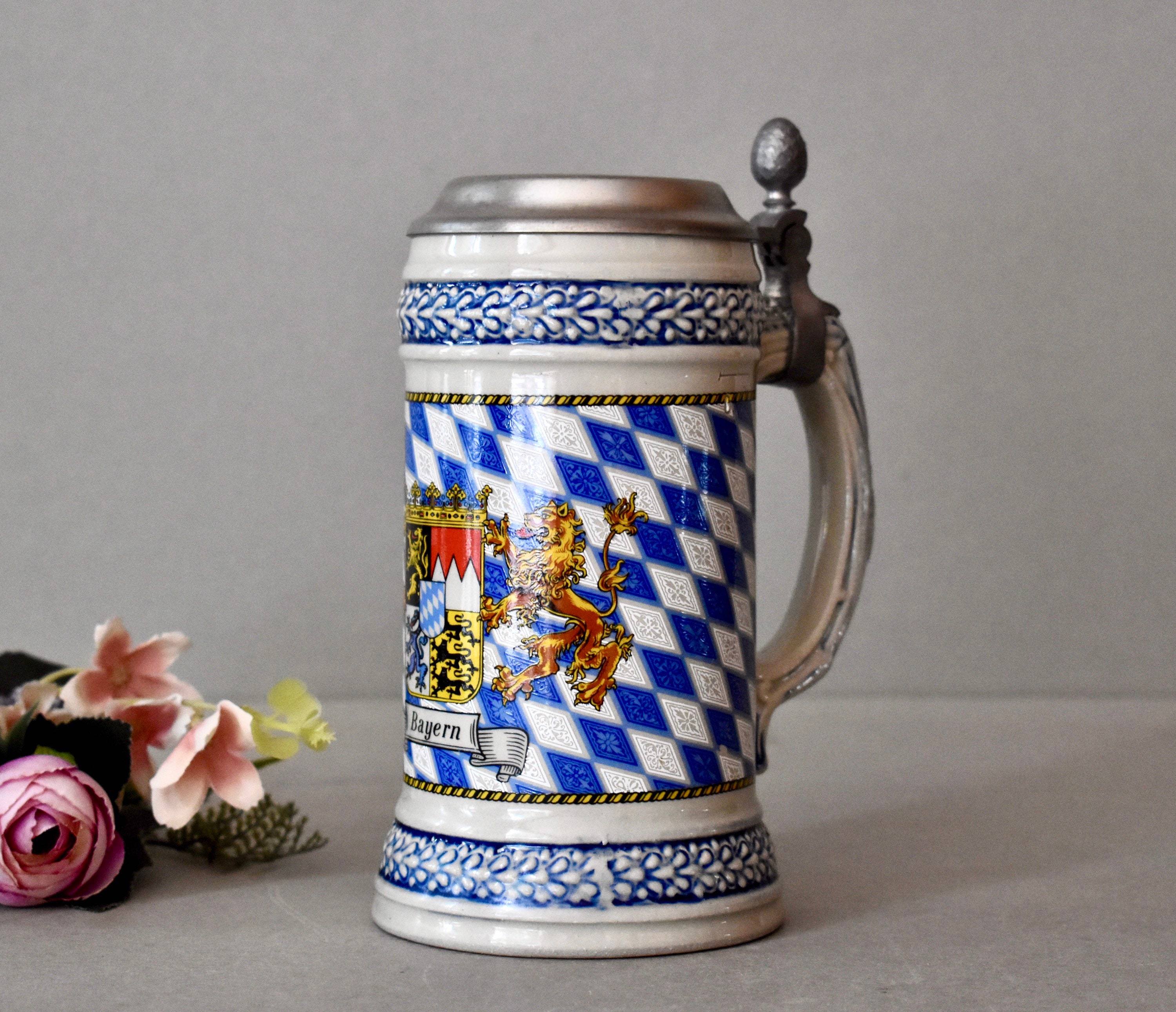 Vintage Ceramic Beer Mug Bayern Pottery Home Decor Beer Stein Etsy