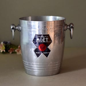 Vintage Aluminum Champagne Bottle Cooler Aluminum Ice Cooler Wine Moet&Chandon Restorant Bottle Cooler  Collectable France Cooler