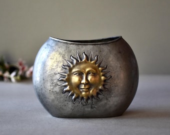 Vintage Germany Zink Vasen Handgemachte Messing Sonnenvase Home Decor