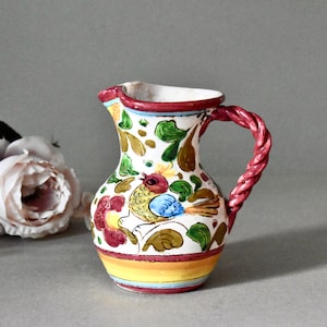 Vintage Ceramic Pitcher Deruta Italian Ceramic Flowers Home Decor