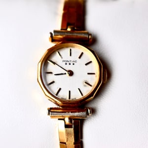 Antique Swiss Ladies Watch Wrist Women - Pontiac Watch Gilded Art Deco Women's Watch image 1