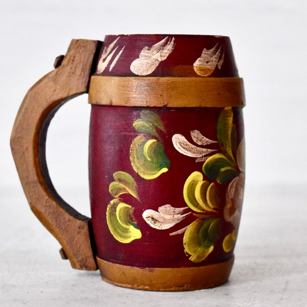 Vintage German Wooden Beer Porringer Rustic Beer Mug Home Decor Collection Gift Hand Made Wooden Beer Stein
