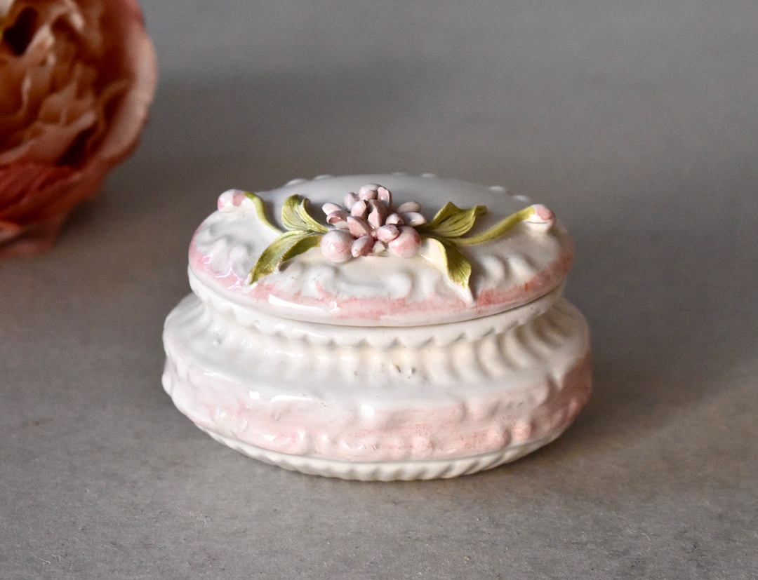 Vintage Ceramic Jewelry Box Bassano Italy Home Decor Retro Jewelry Box