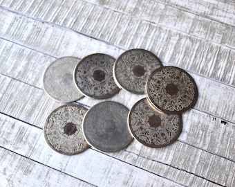 Vintage Silver Plated Drink Coasters Art Deco Home Decor Table Decor