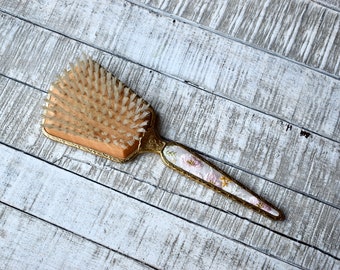 ヴィンテージ衣料用ブラシ、金箔加工、手刺繍の花柄、ヴィンテージ