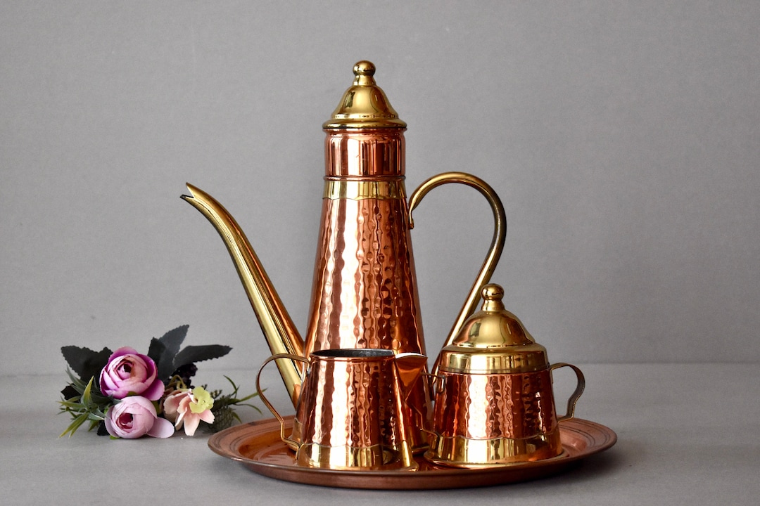 Vintage Copper Tea Set Hand Made Belgium Copper Pitcher Home Decor ...