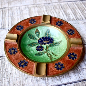 Vintage Messing Ashtray Vintage Home Decor Enameled Brass Ashtray