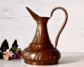 Vintage Copper Pitcher Home Decor Rustic Decor Hand Hammered Copper Jug