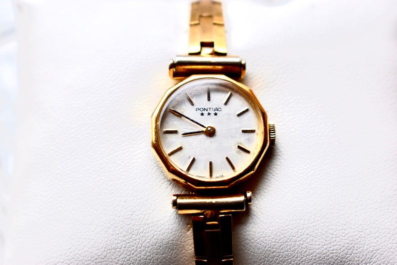 Antique Swiss Ladies Watch Wrist Women - Pontiac Watch Gilded Art Deco Women's Watch image 4
