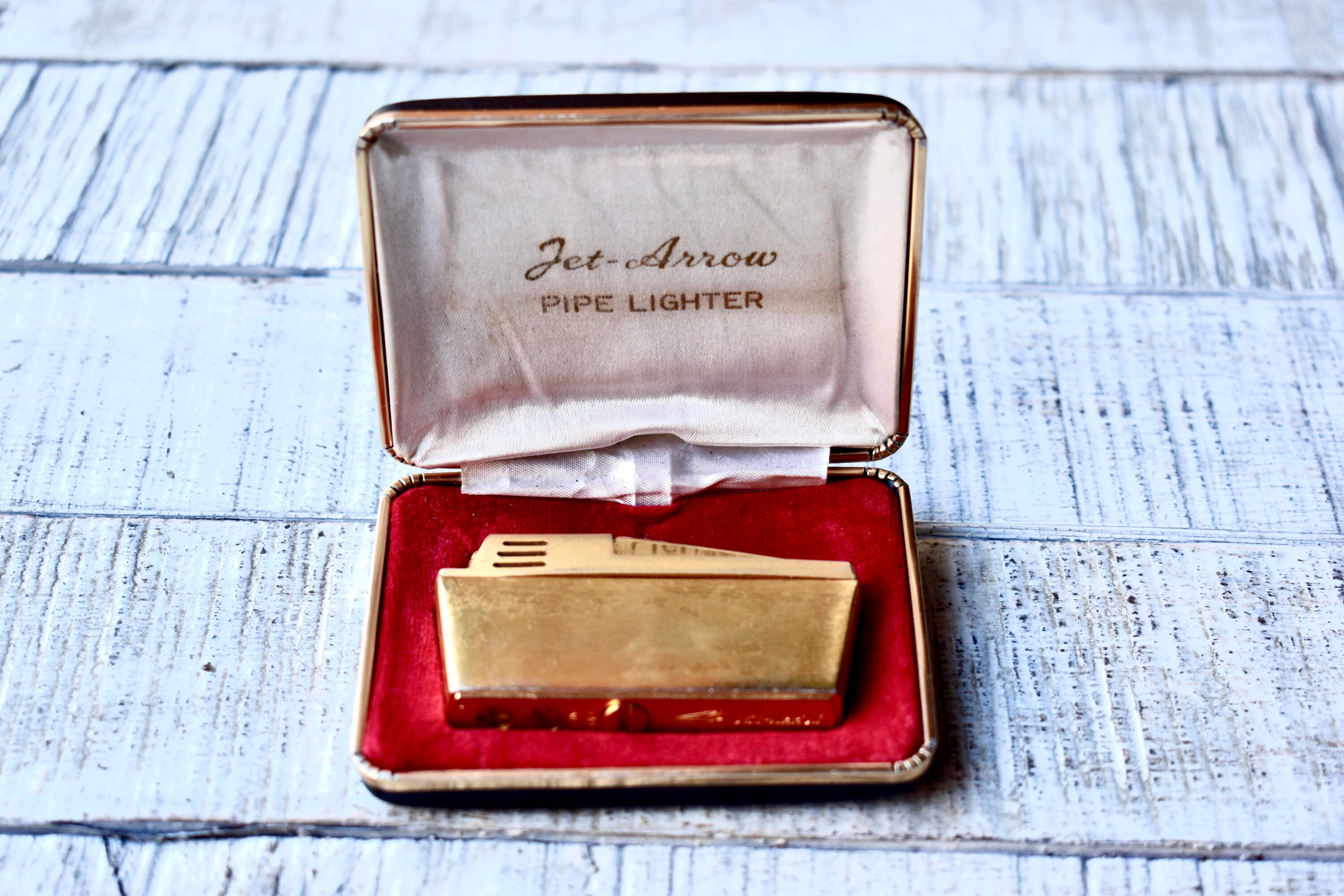 Vintage Gas Pipe Lighter Jet Arrow France Pipe Lighter Mens Gift Collection Pipe Lighter Leather