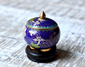 Vintage Small Cloisonné Jewelry Box Women Vintage Gift Trinkets Box Chinese Collectable
