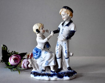 Statuetta in porcellana vintage, decorazione per la casa, statua in porcellana da collezione