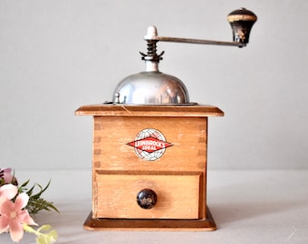 Vintage West Europe Wooden Coffee Grinder Spices Mill Home Decor Rustic Decor