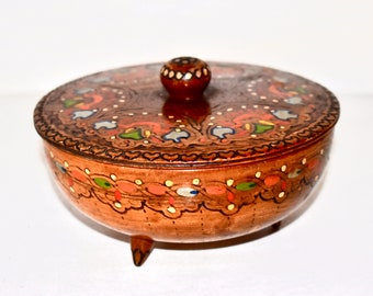 Vintage handmade Wooden jewellery box, Trinket box, Jewellery case, Hand painted Wooden Box Bohemian Home Decor