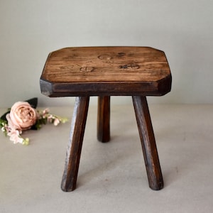 Antique Wooden Stool Primitive Wooden Chair Rustic Home Decor