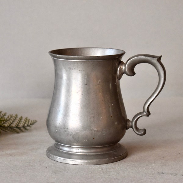 Vintage Pewter Mug England Zinc Stein Retro Bar Decor Crown Roses Mug