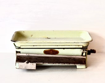 Vintage Enamel Scale Antique Marketplace Scale Vintage Kitchen Scale Food Line Scale Kitchen Decoration Home Decor Czechoslovakia Scale