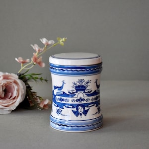 Pot à épices vintage en porcelaine, porcelaine bleu de Delft, décoration d&#39;intérieur