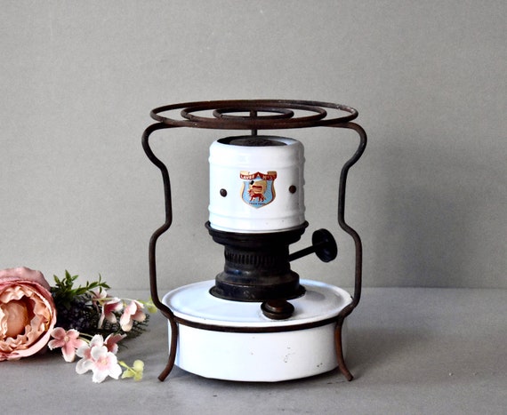 Ancien réchaud à gaz BR n°5 en fonte émaillée blanche - Collection