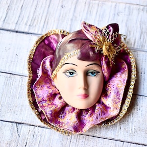 Máscara de porcelana estilo veneziano vintage, decoração de parede, entrega de parede