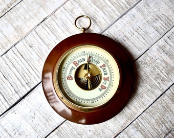 Antique Wooden Barometer Meteorological Station Collectable Gift Nautical Decor Home Decor Wall Decor Ship Barometer