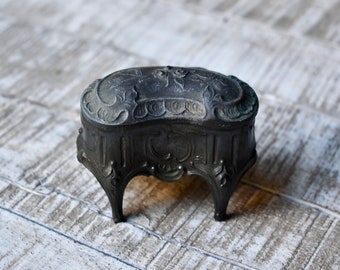 Antique Metal Jewelry Box  Trinket Box 1930 Jewelry Box