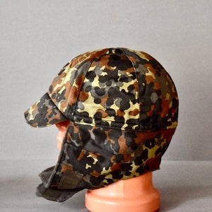 Vintage German Army Winter Hat Camouflage Polar Tank Division Military Hat