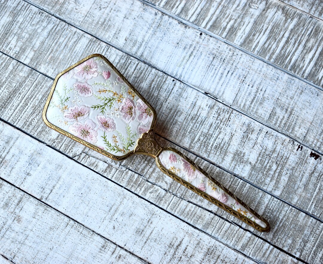 ヴィンテージ衣料用ブラシ、金箔加工、手刺繍の花柄、ヴィンテージ
