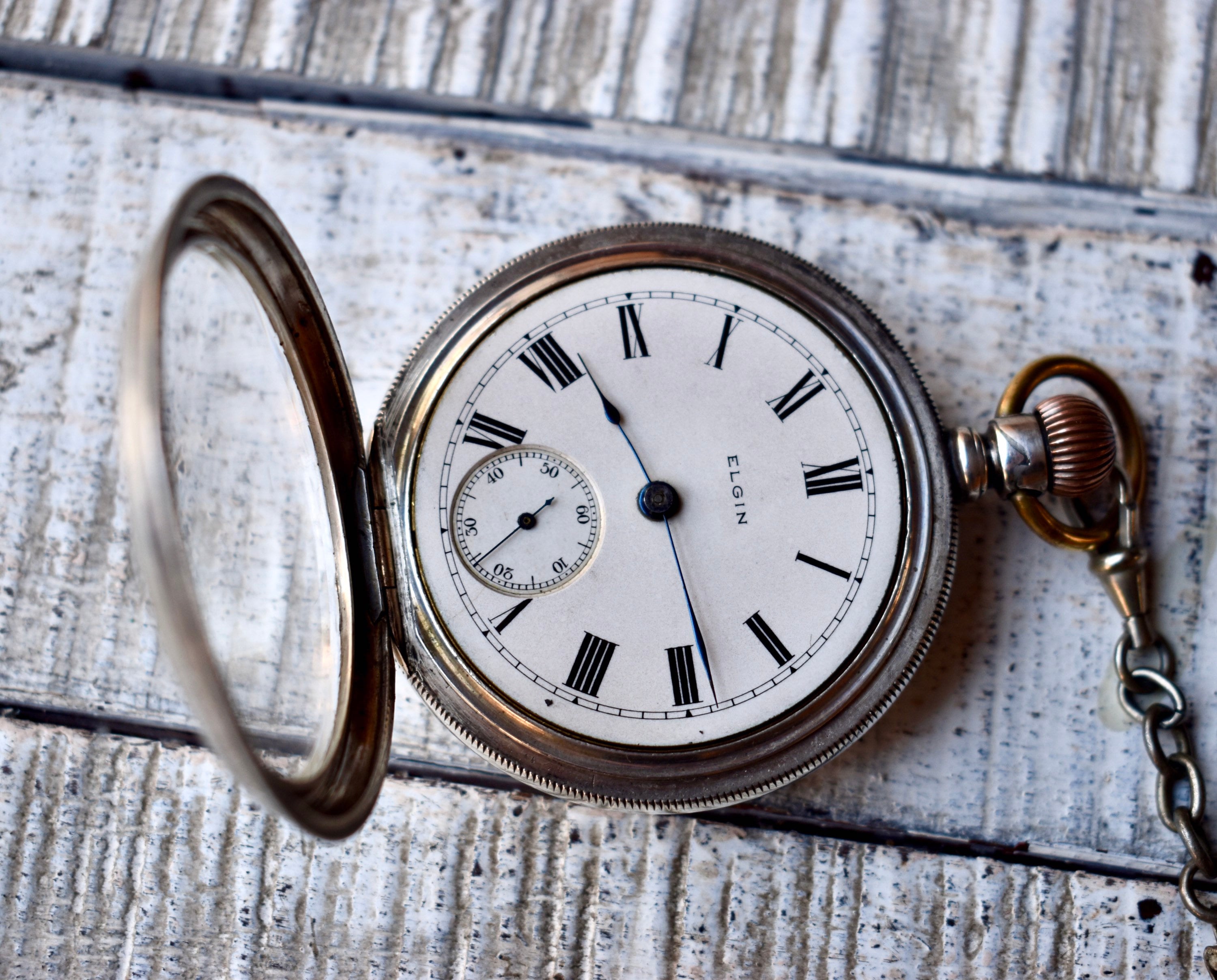 Antique American Pocket Watch Elgin Sterling Silver Etsy