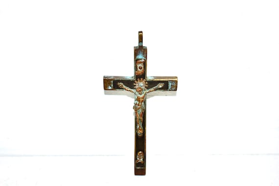 Antique jesus Hristis Bronze Cross Old coper cross