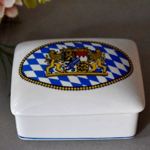 Vintage Porcelain Bavaria Jewelry Box Trinket Box Women&#39;s Gift Gilded Flowers Home Decor