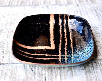 Vintage Enamelled Small Plate Home Decor Bronze Enamelled Decorative Plate