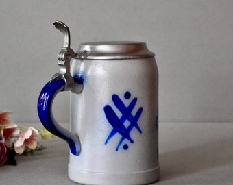 Vintage Germany Ceramic Beer Mug Rustic Decor Home Decor Ceramic Beer Porringer With Zinc Lid