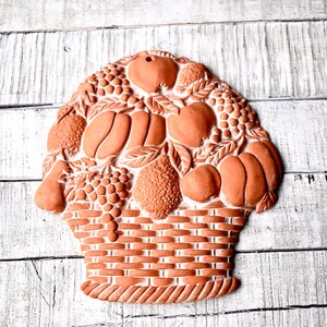 Vintage Ceramic Basket With Fruits Wall Handing Decor Rustic Decor Hand Made Home Decor