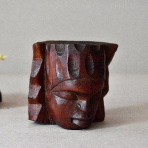 Vintage African Wood Figurine African  Wall Wood Head Vintage Gift  African Art