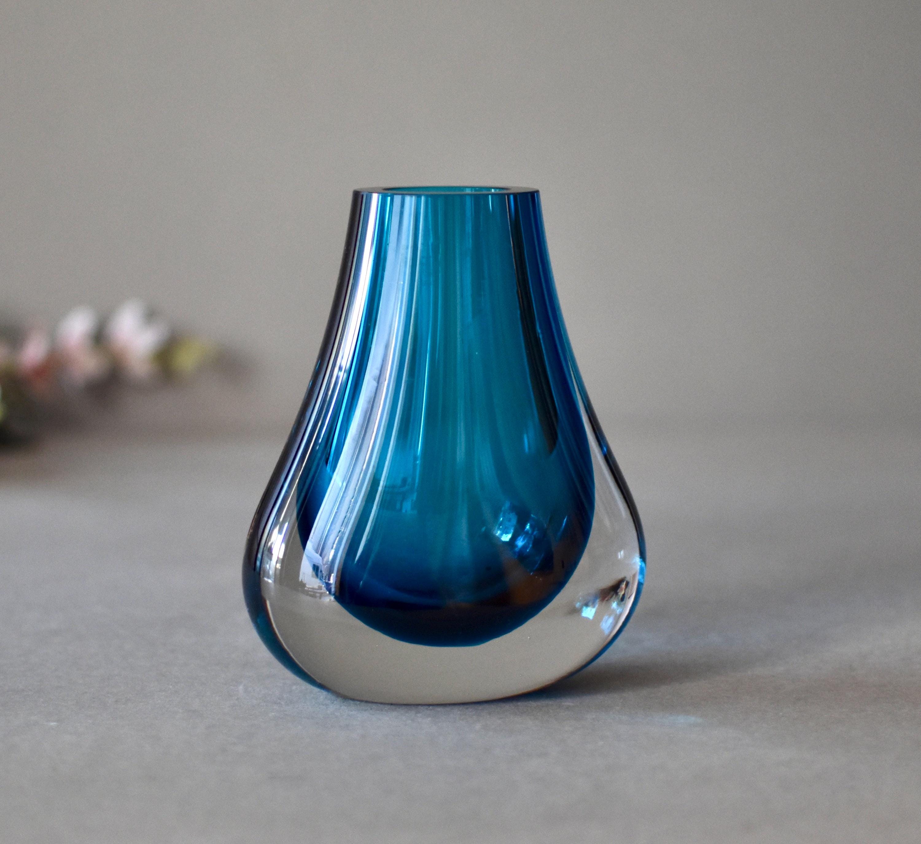 ビンテージWhite Friars GLASS(‘69-GeoffreyBaxt Vintage Whitefriars Blue Glass Vase Teadrop Geoffrey Baxter