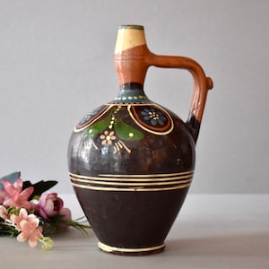 Vintage keramische waterkan met de hand beschilderd woondecoratiekan keramische kunst vintage vazen