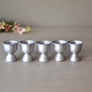 Vintage Aluminium Five Egg Cups Retro Egg Holder Table Decor