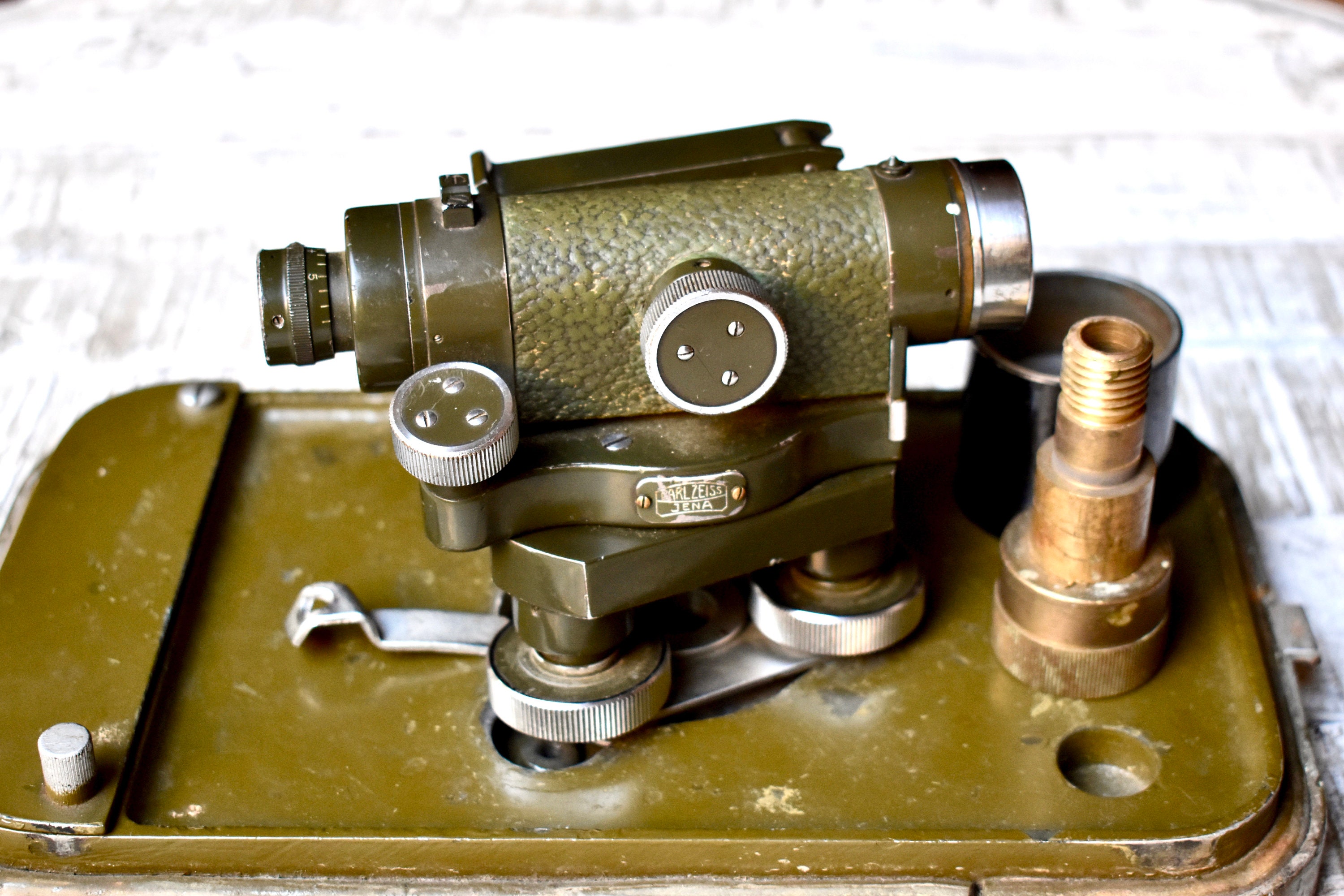 Militärische Wasserwaage Carl Zeiss Jena 1947 Metallkasten Geodät