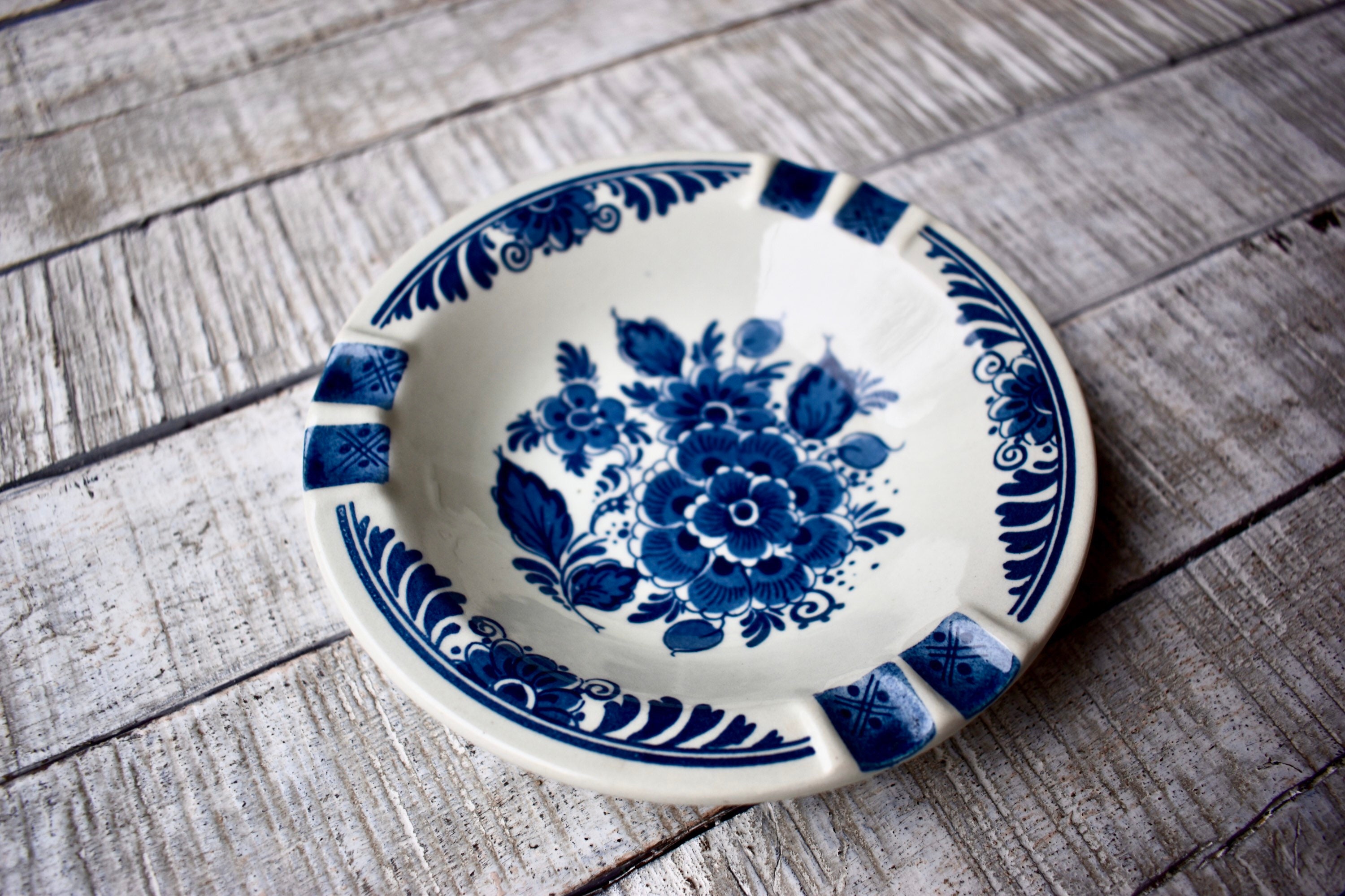 Vintage Porcelain Ashtray Delfts Home Decor Blue Porcelain Ashtray