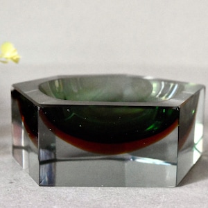 Vintage Murano Sommerso Glass Ashtray Flavio Poli Faceted Colored Murano Glass Middle Century Art Glass
