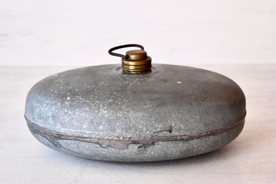 Vintage Metal Bed Warmer Hot Water Bottle Tin Brass Door Stopper