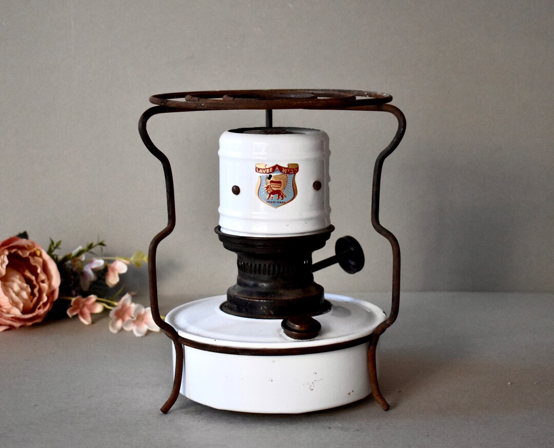 ancien rÉchaud sinel émaillé bleu blanc déco vintage