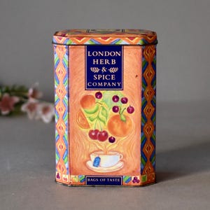 Vintage Tin Box  Tea Storage Box Home Decor Orange  Collectibles Tin Box