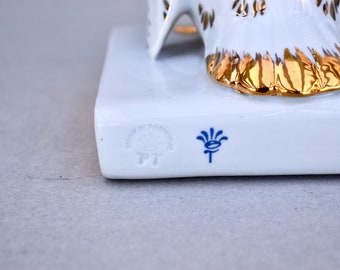 ヴィンテージ カポディモンテ 磁器 置物 フクロウ スワロフスキー