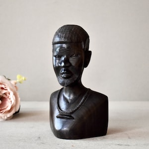 Vintage African Ebony  Wood Figurine African Iron Wood Bust Vintage Gift Collectable African Art