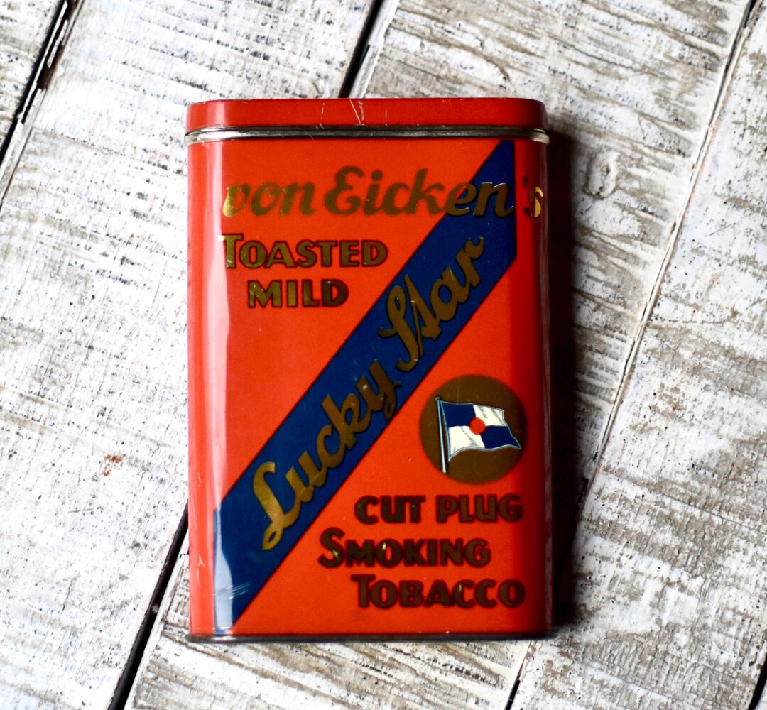 Antique Tin Pipe Tobacco Box Lucky Star Collectable Tin Box