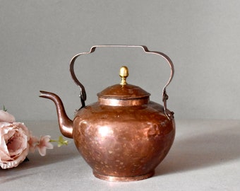 Vintage French Copper TeaPot Rustic Decor Copper Kettle Provincial Home Decor