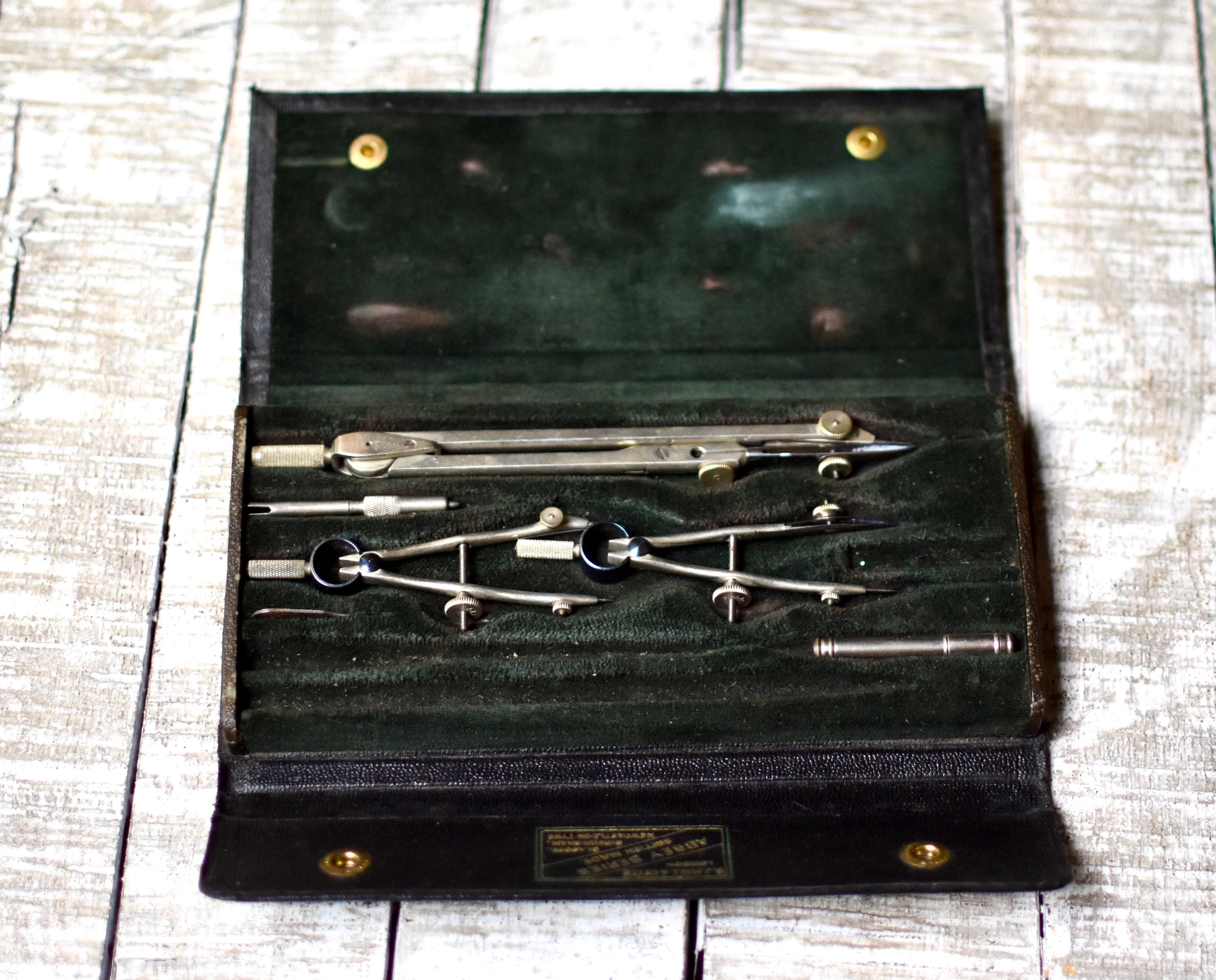 Vintage  Professional Compasses Drawing Tools Set  Collectable Drawing Instruments Abbey Series